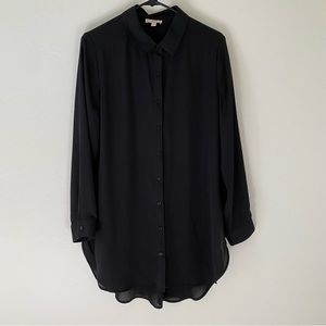 Como Vintage Long Black Sheer Button Down Size Smal